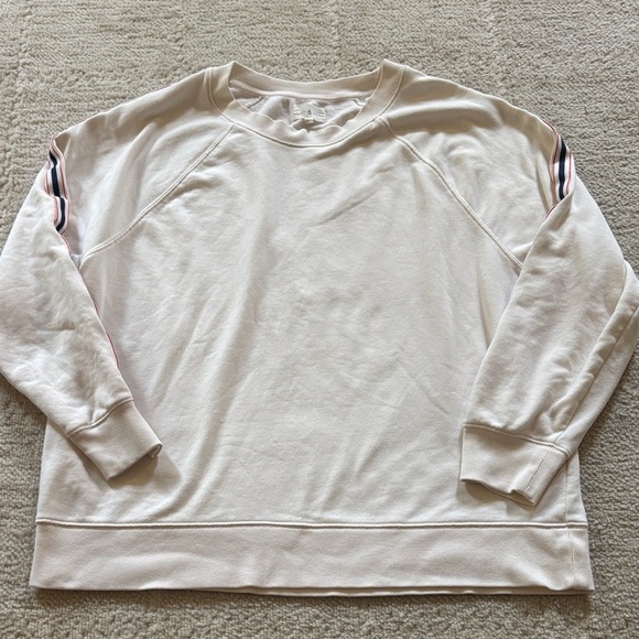 Lou & Grey Tops - Lou & Grey Off-White Sweatshirt with Sleeve Stripes